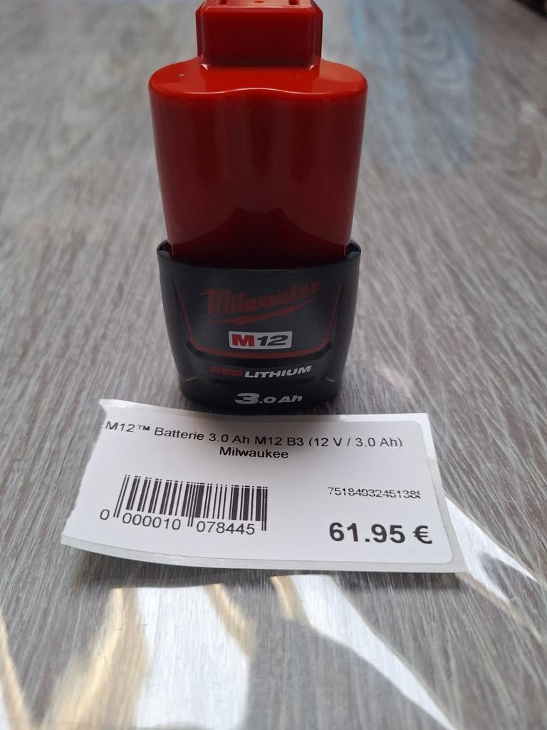 Batterie milwaukee 12v 3.0ah lithium M12 valeur 61.95€, Ophalen, Nieuw