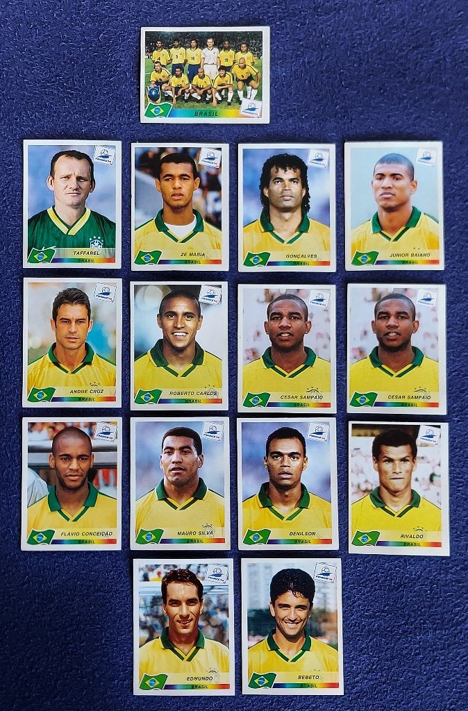 15 versch. Panini stickers voetbal ' WK 1998 - Brazilië ', Ophalen of Verzenden, Nieuw, Meerdere stickers