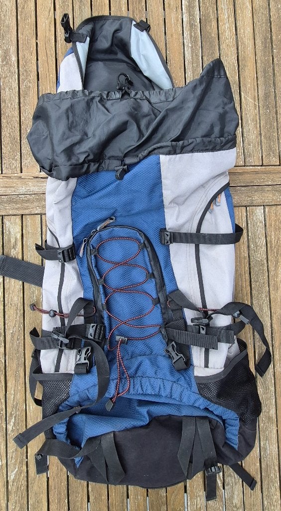 Stevige blauw/grijze hiking-rugzak, Autres marques, Enlèvement, 60 cm ou plus, Attache-remorque