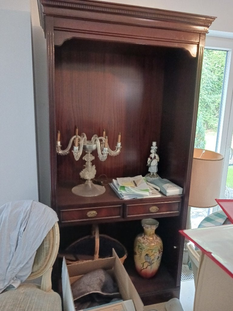 Massief mahoniehouten bibliotheekmeubilair: zeldzaam, Ophalen, Gebruikt, Met lade(s)
