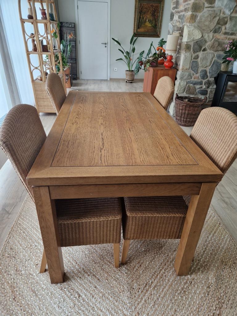 Uittrekbare eettafel en 6 stoelen, Maison & Meubles, Salles à manger complètes, Enlèvement