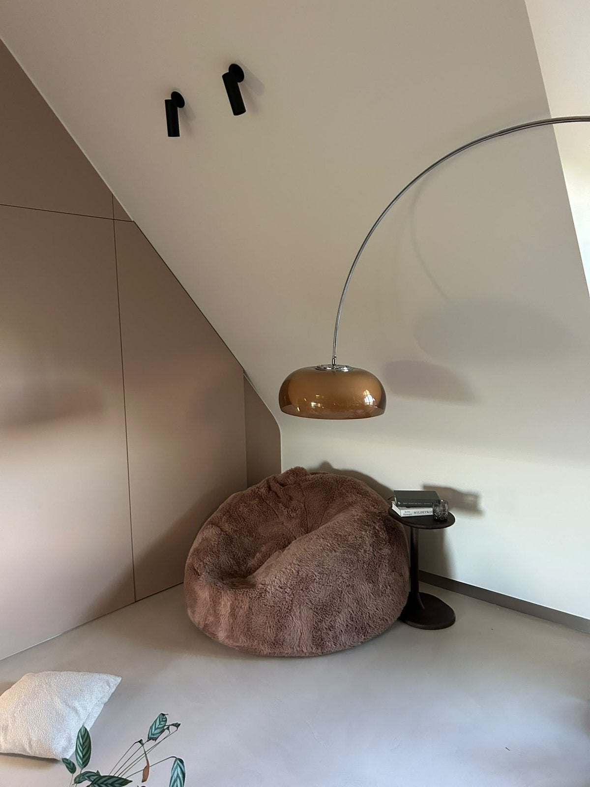 Vintage booglamp, jaren '70 | chroom, marmer & amber, Huis en Inrichting, Ophalen, Kunststof