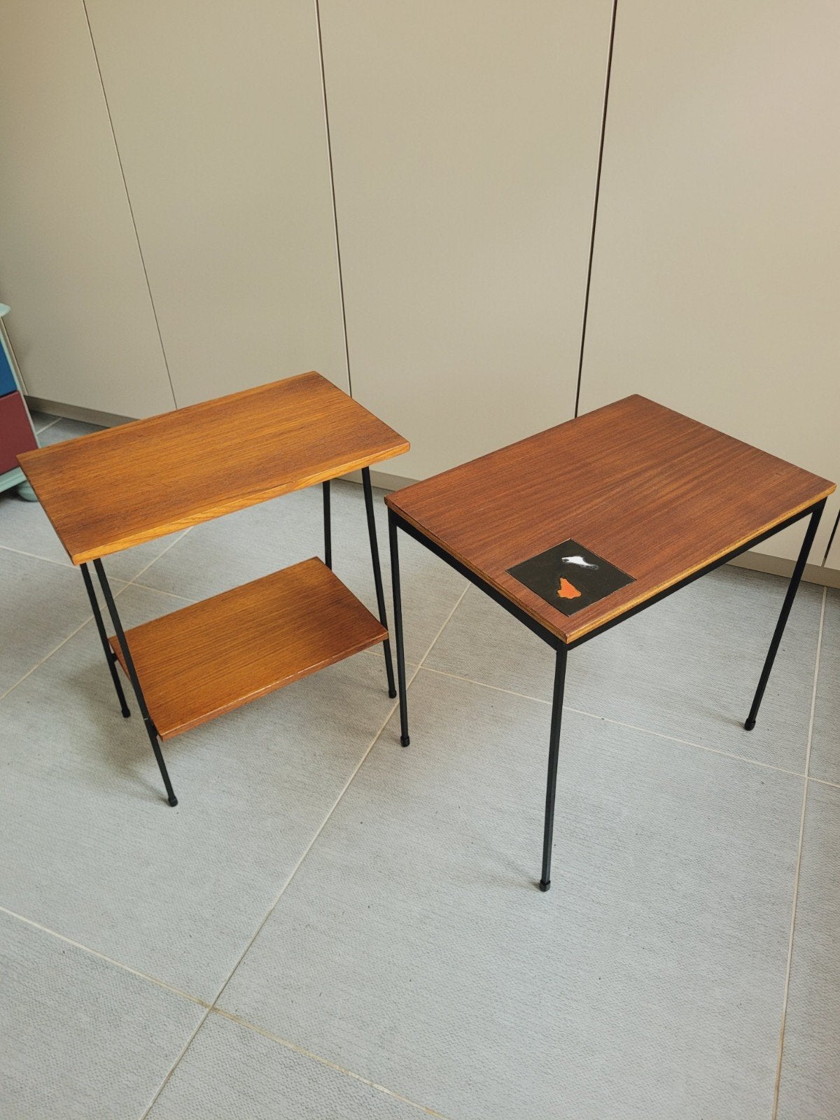 vintage pastoe bijzettafels, Huis en Inrichting, 55 tot 75 cm, Zo goed als nieuw, Hout, Ophalen