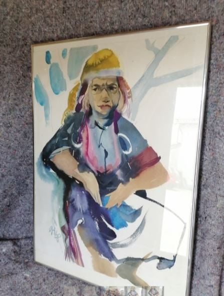 vintage aquarel  Professor Glette - München zigeunerin, Huis en Inrichting, Woonaccessoires | Wanddecoraties, Ophalen, Gebruikt