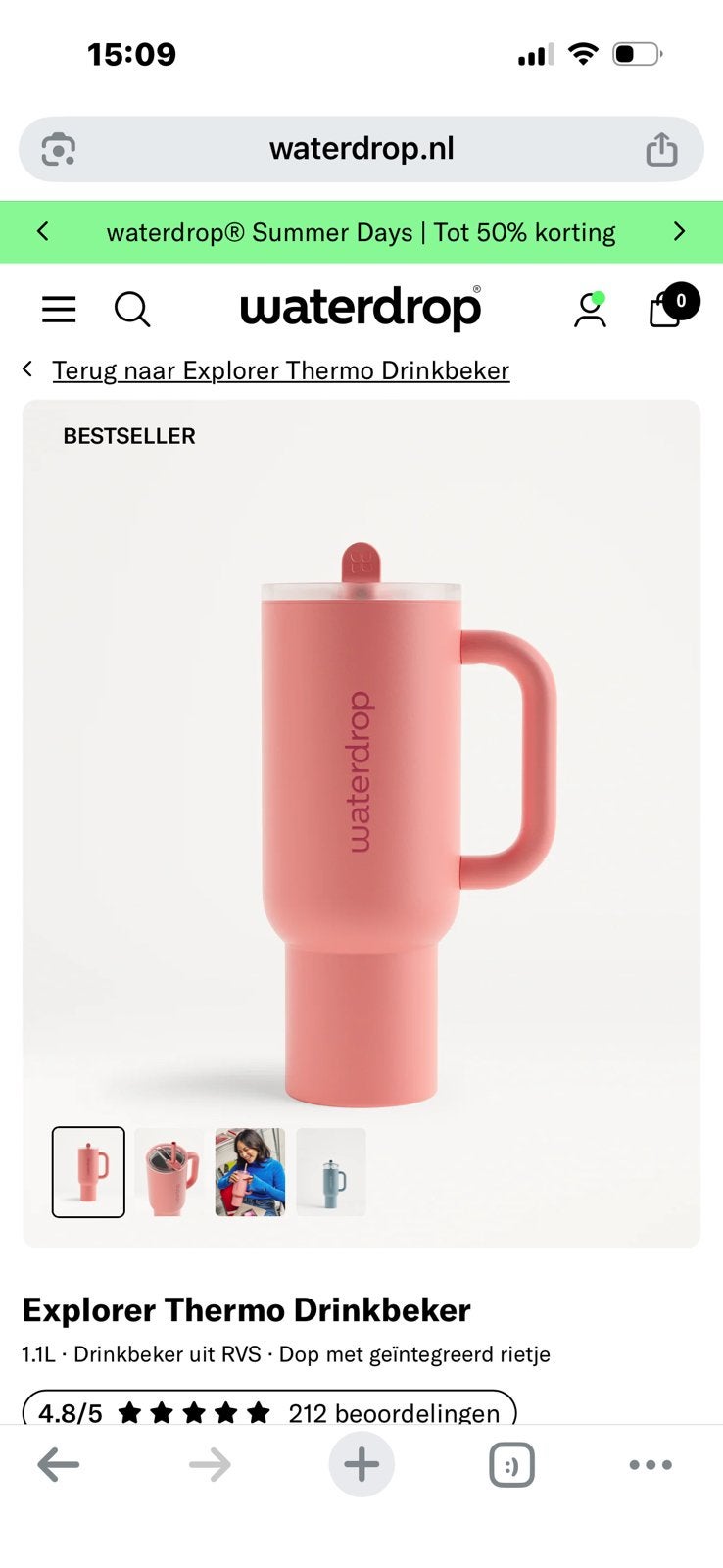 Waterdropfles roze NIEUW, Sport en Fitness, Ophalen, Nieuw