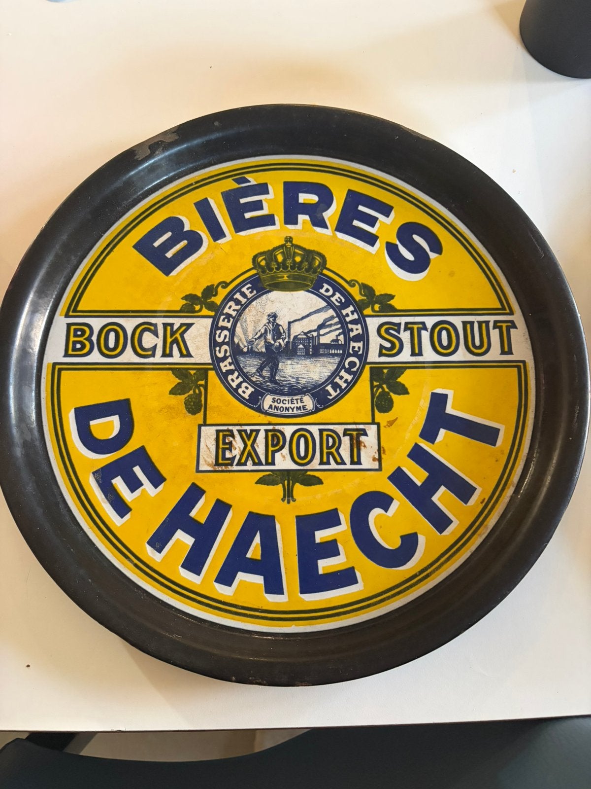Emaille plateau bieres de haecht, Collections, Marques & Objets publicitaires, Enlèvement, Utilisé, Panneau publicitaire