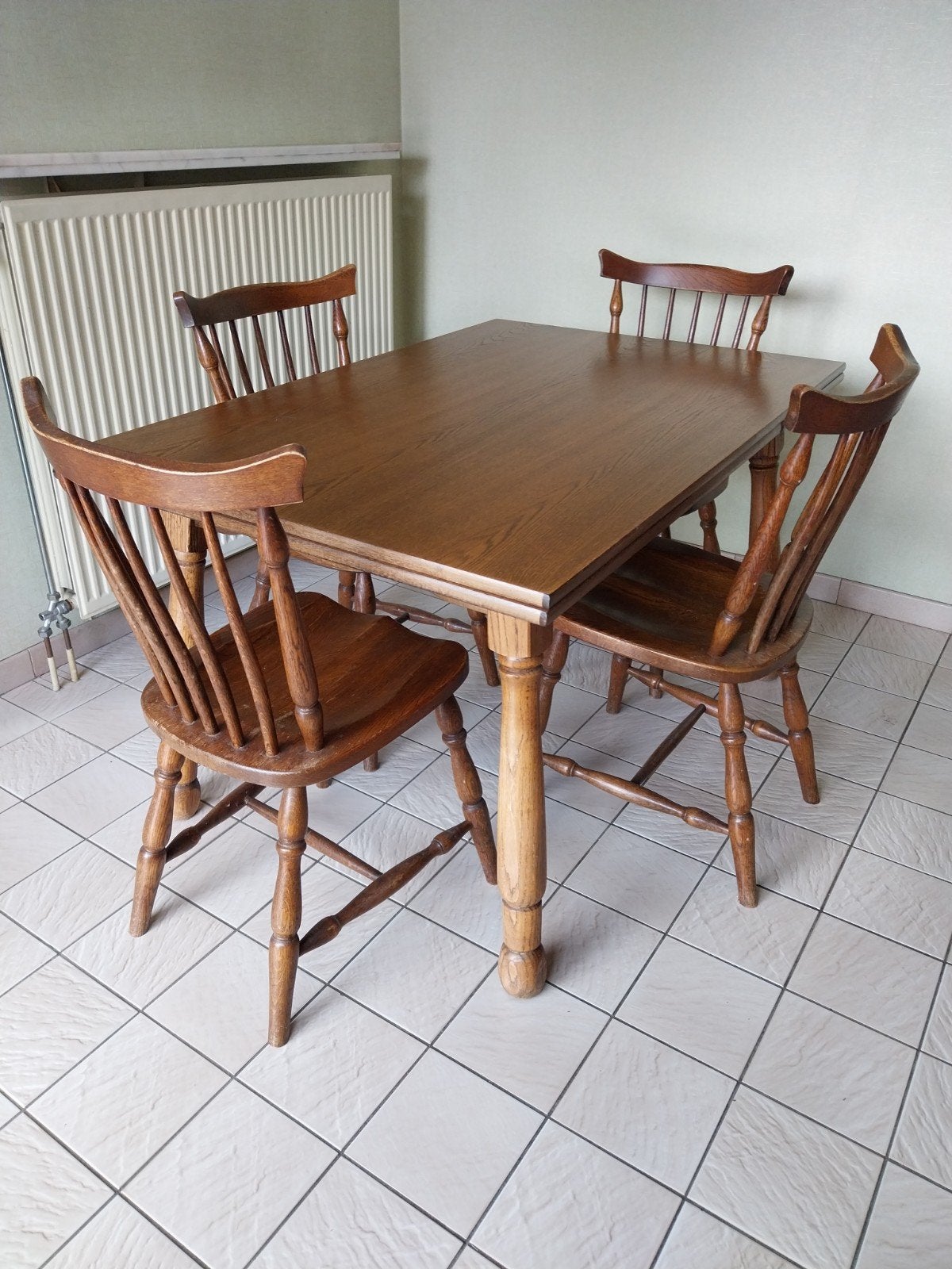 Keukentafel met stoelen, Ophalen, Gebruikt, Rechthoekig, Eikenhout