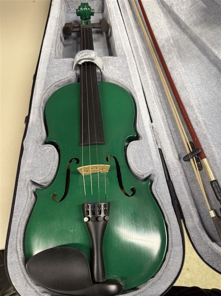 Viool - Archetto groene viool met opberg tas, Muziek en Instrumenten, Ophalen of Verzenden, Zo goed als nieuw, Viool