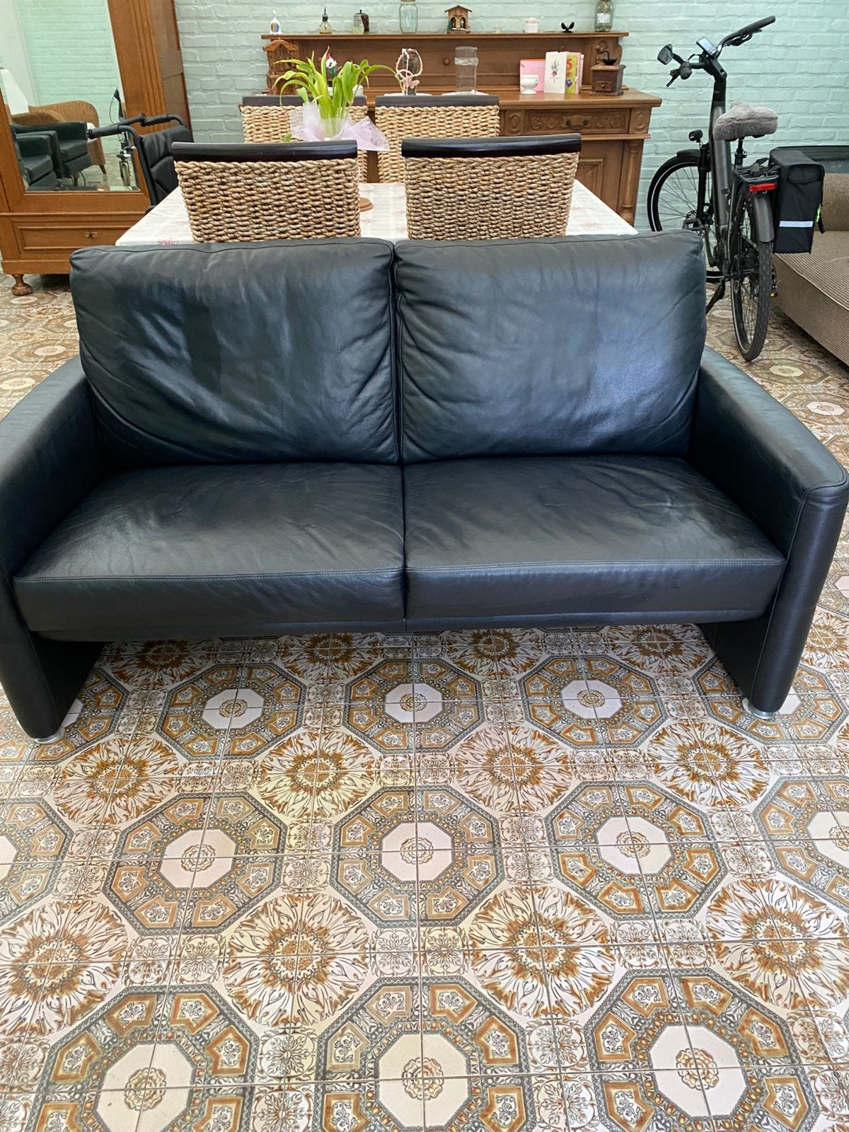 Chaise en cuir noir W. Schillig, Maison & Meubles, Banc droit, Comme neuf, W. Schillig, Enlèvement