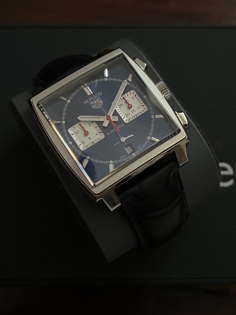 TAG Heuer Monaco CBL2111 Bleue - 2022, Montre-bracelet, Cuir, Acier, Enlèvement
