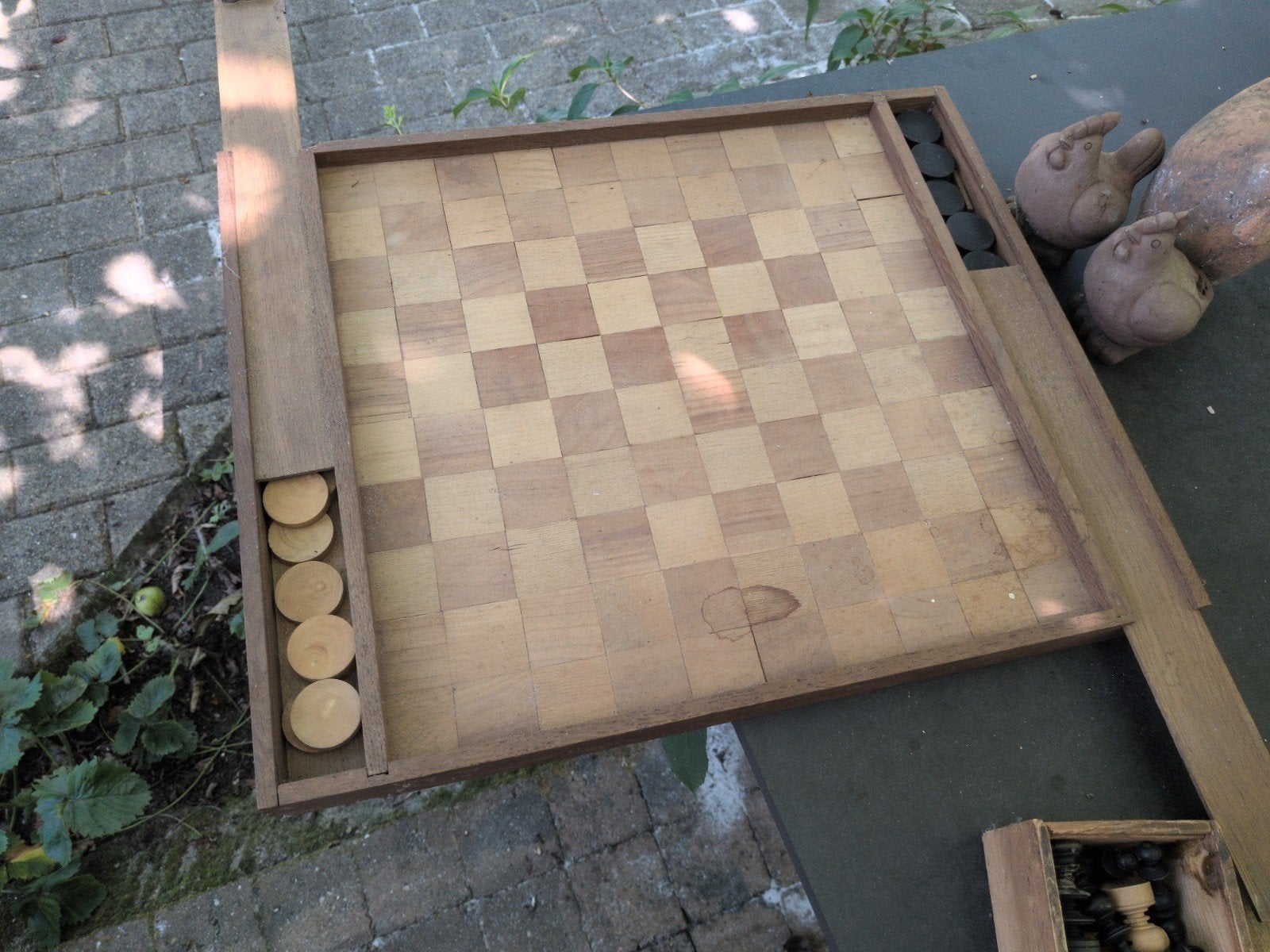 Schaak en damspelbord, Ophalen, Hout
