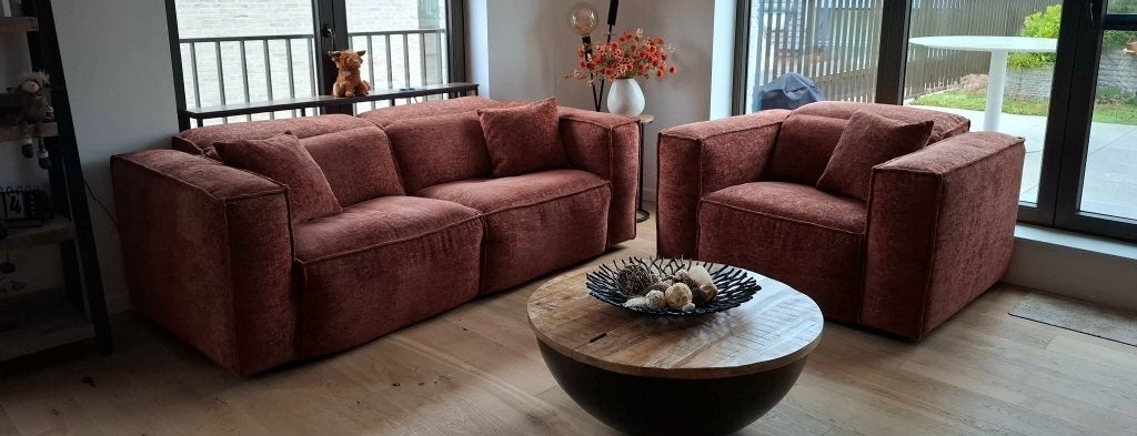 salon met elektrische relaxen, Ophalen, Zo goed als nieuw, Stof
