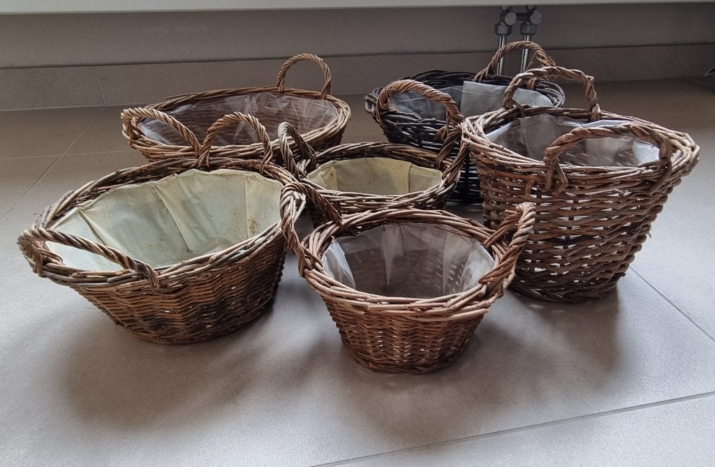 Set van 6 mandjes voor planten/bloemstuk, Enlèvement ou Envoi, Osier, Rond, Panier