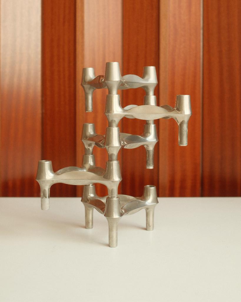 Bougeoirs modulaires en chrome brossé — Dust Nail/BMF, Enlèvement ou Envoi, Argent