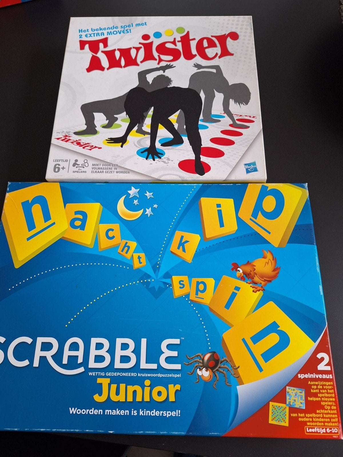 JEU D'ADRESSE TWISTER ET SCRABBLE JUNIOR ENSEMBLE 18 EUROS, Enlèvement