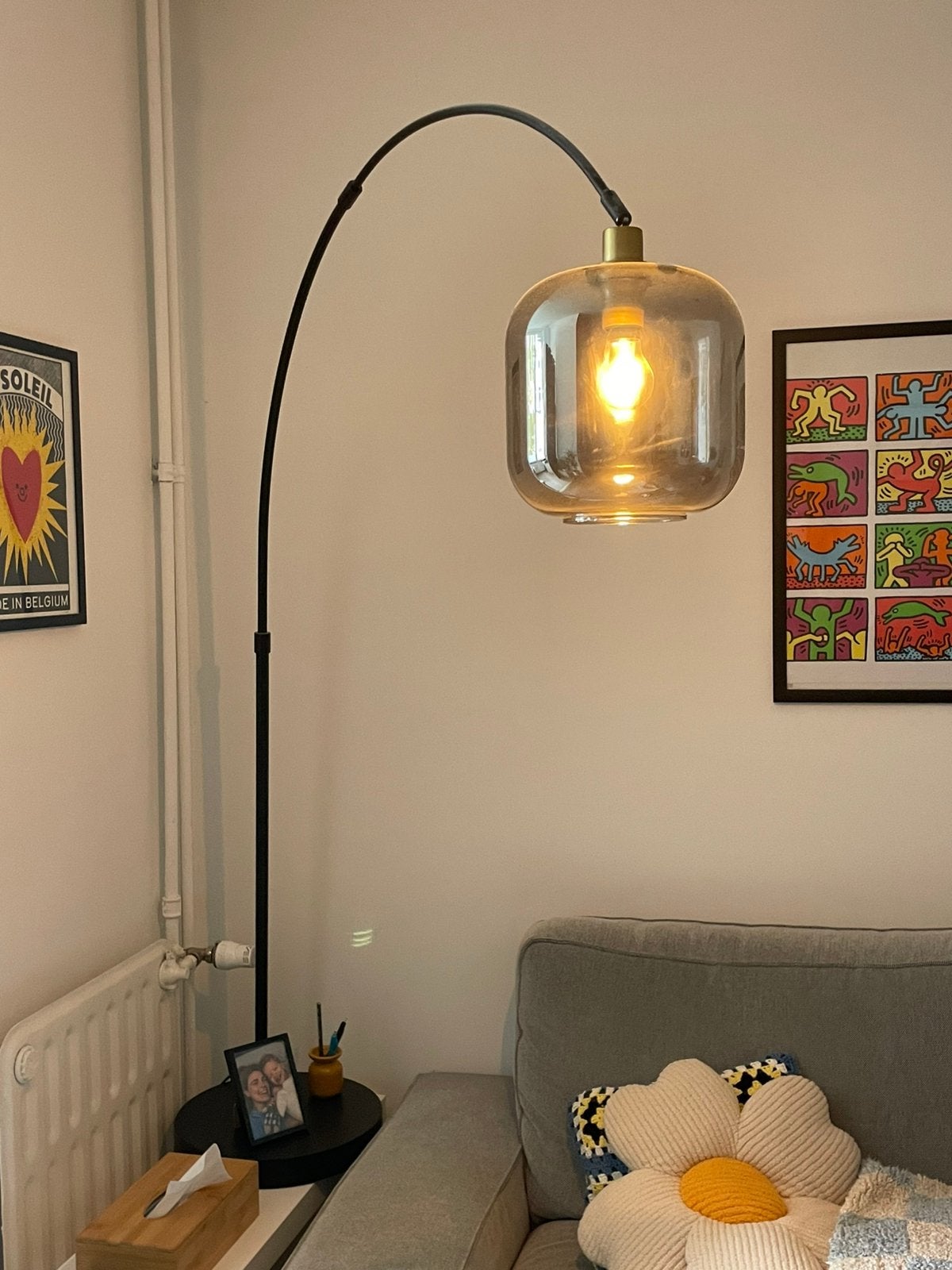 Lampe de salon sur pied, Maison & Meubles, Enlèvement, Comme neuf, Verre