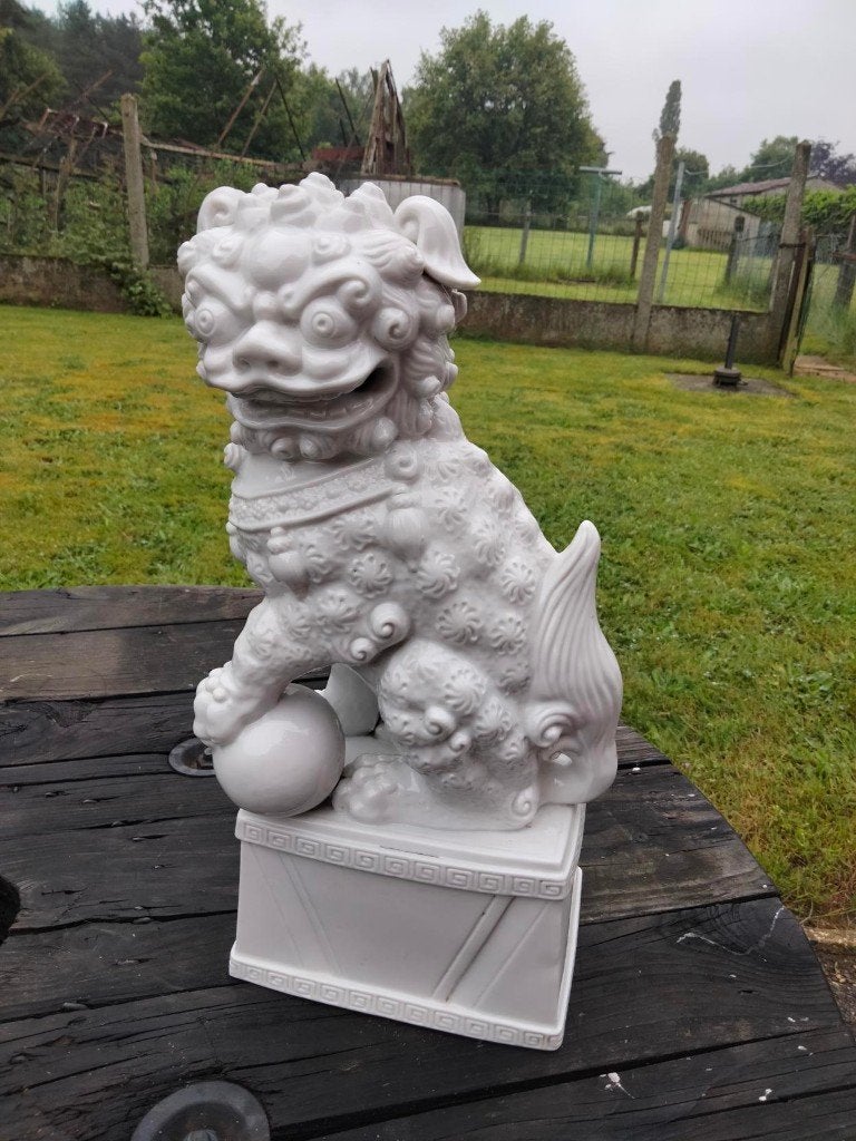 vintage foo dog tempelleeuw beeld porselein keramiek, Verzamelen, Ophalen of Verzenden, Huis en Inrichting