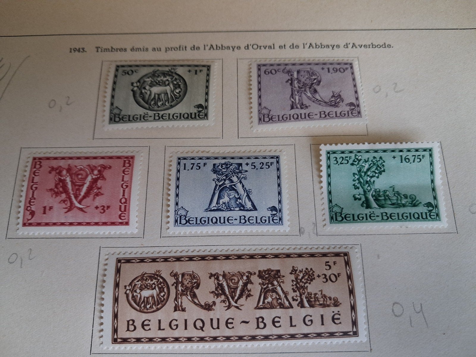 1943 timbres belges COB 625 à  630, Enlèvement ou Envoi
