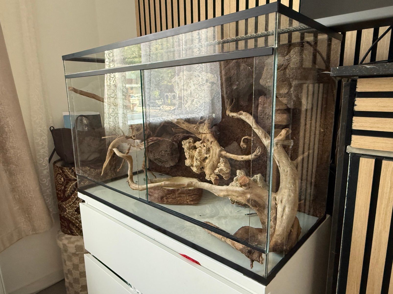 Prachtig terrarium (80x50x37 cm) warmtemat, Ophalen, Gebruikt