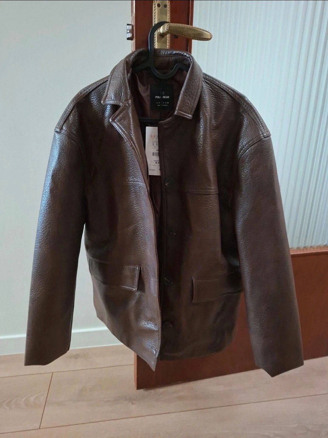 Veste en cuir marron Pull & Bear, Neuf, Taille 36 (S), Brun, Pull & Bear