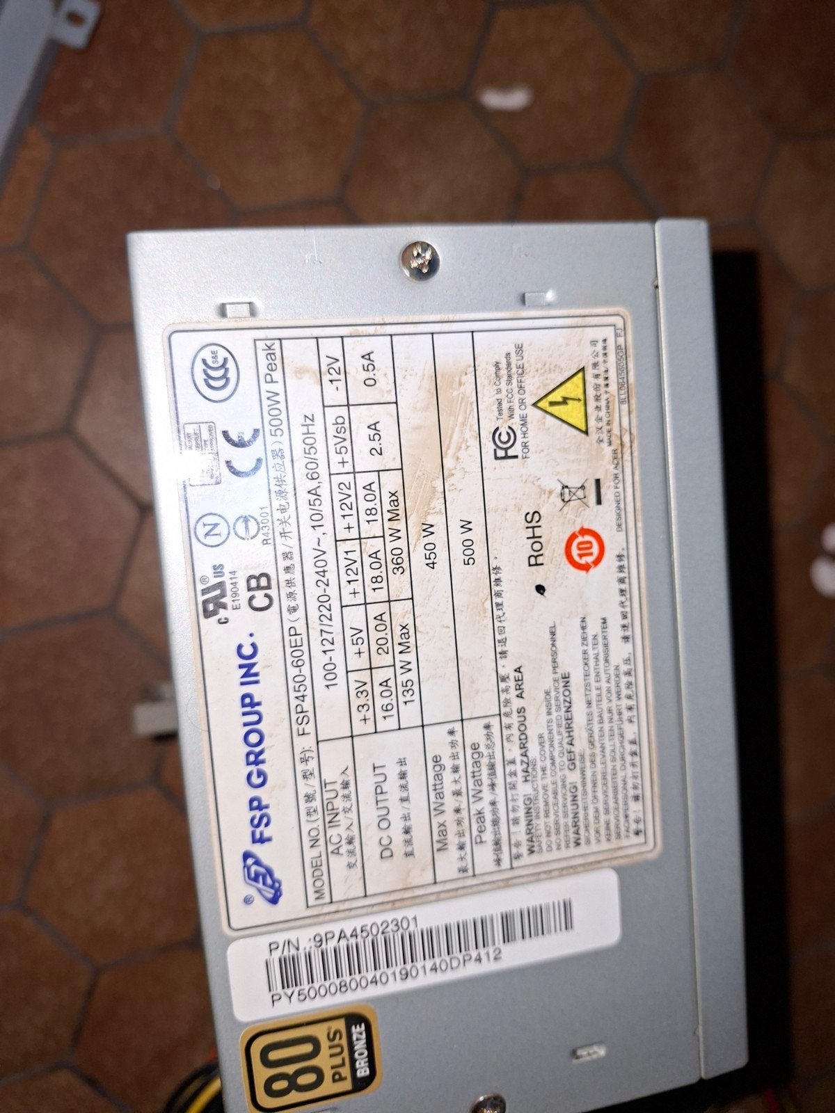 450w bronze voeding fsp, Enlèvement ou Envoi, Utilisé