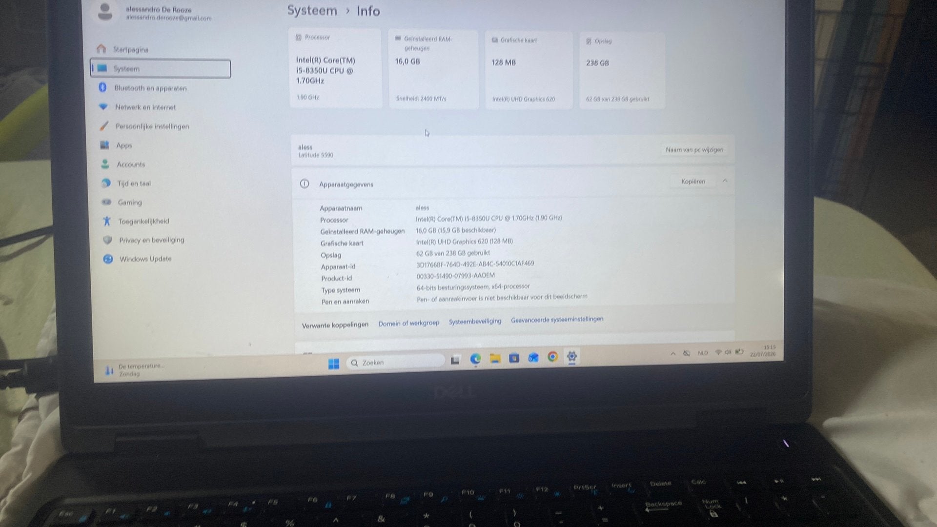 Dell latitude 5590, Ophalen, HDD, Qwerty, Minder dan 2 Ghz