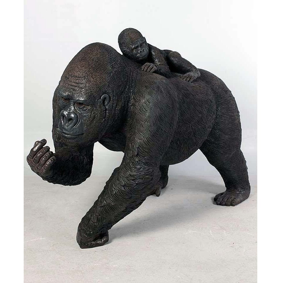 Statue de singe de 98 cm - Gorille avec son petit, Enlèvement, Neuf