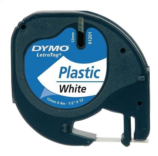 Nieuw | Dymo LetraTag tape 91201 12mm zwart op wit | 10st, Ophalen of Verzenden, Nieuw, Printertape, DYMO