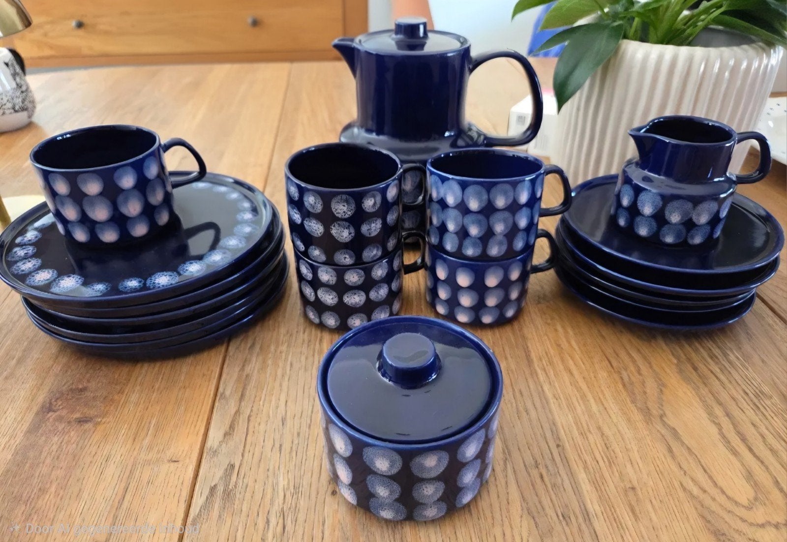 Zeldzaam Melitta servies kobalt bleu, rare pink dot., Ophalen of Verzenden