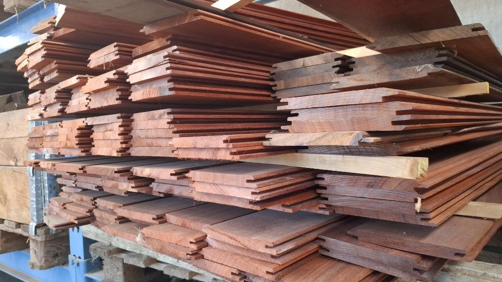 Nieuwe hardhouten klikplanken Padouk 15mm dik, Ophalen, Nieuw, Planken
