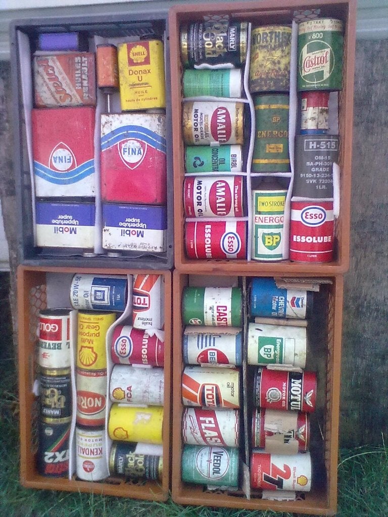 Olie blikken Motul, Esso, Caltex, Chevron, Castrol enz., Collections, Enlèvement ou Envoi, Utilisé, Autre, Autres marques