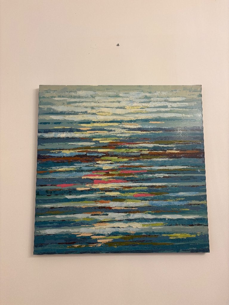 Schilderij 80 x 80 cm, Antiek en Kunst, Ophalen, Abstract, Overige technieken, Landschap