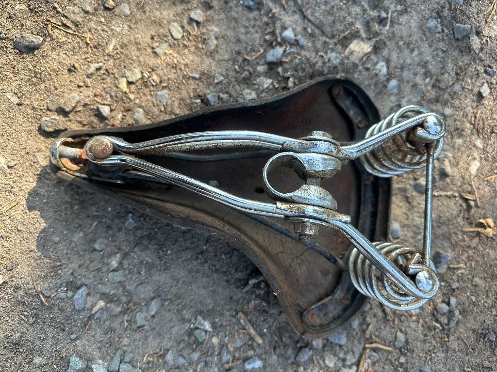 Vintage lederen fiets zadel, Enlèvement ou Envoi, Selle, Utilisé, Brooks