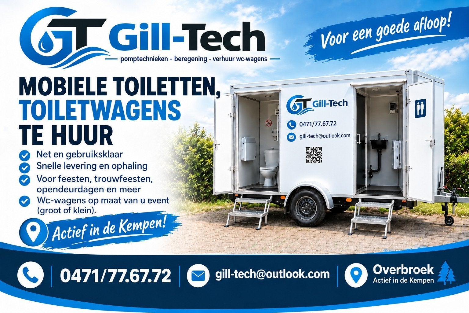 verhuur wc wagen, Enlèvement