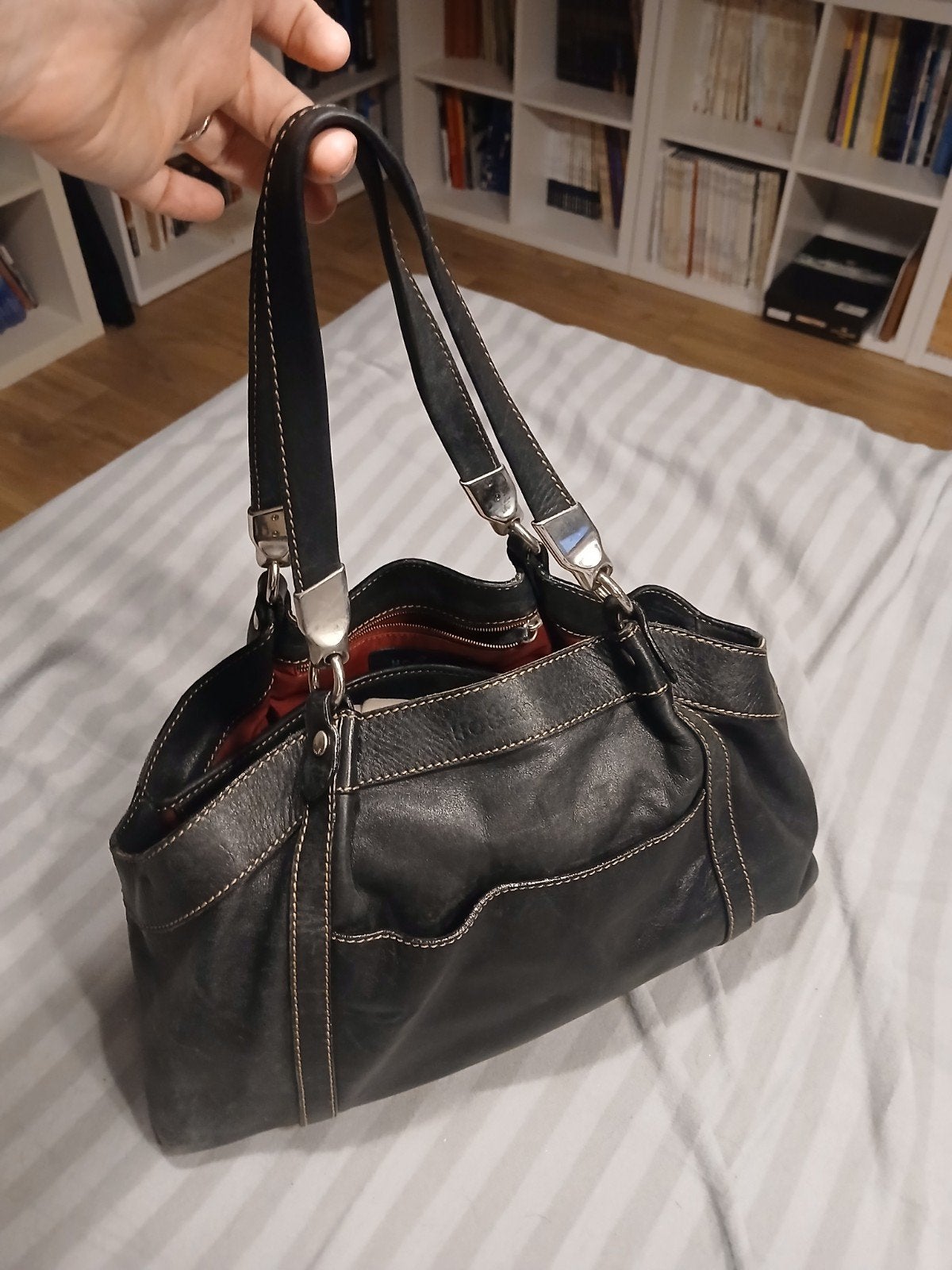 sac Hogan cuir noir, Handtassen en Accessoires, Ophalen of Verzenden, Zo goed als nieuw, Zwart, Handtas