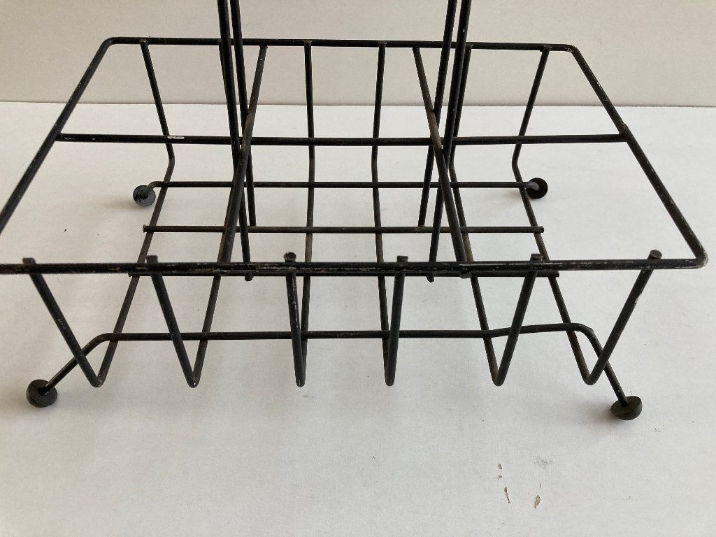 Zwarte vintage metalen flessenhouder jaren 60 -70, Ophalen of Verzenden