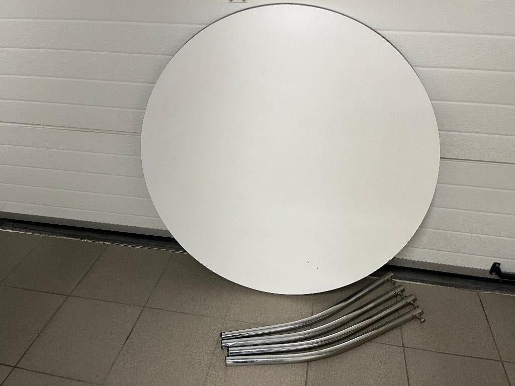 Ronde Tafel - Wit, Huis en Inrichting, Tafels | Eettafels, Ophalen, Gebruikt, Rond, Vier personen