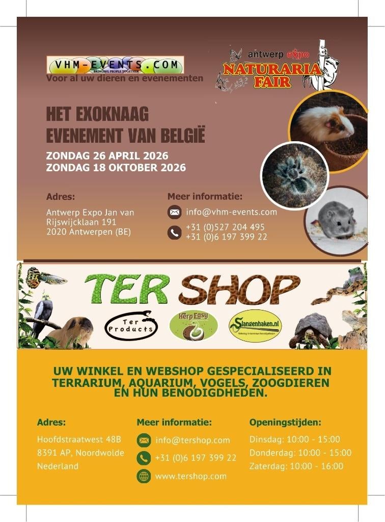 Naturaria Exoknaag Fair Antwerpen 26-04-2026 België grootste, April