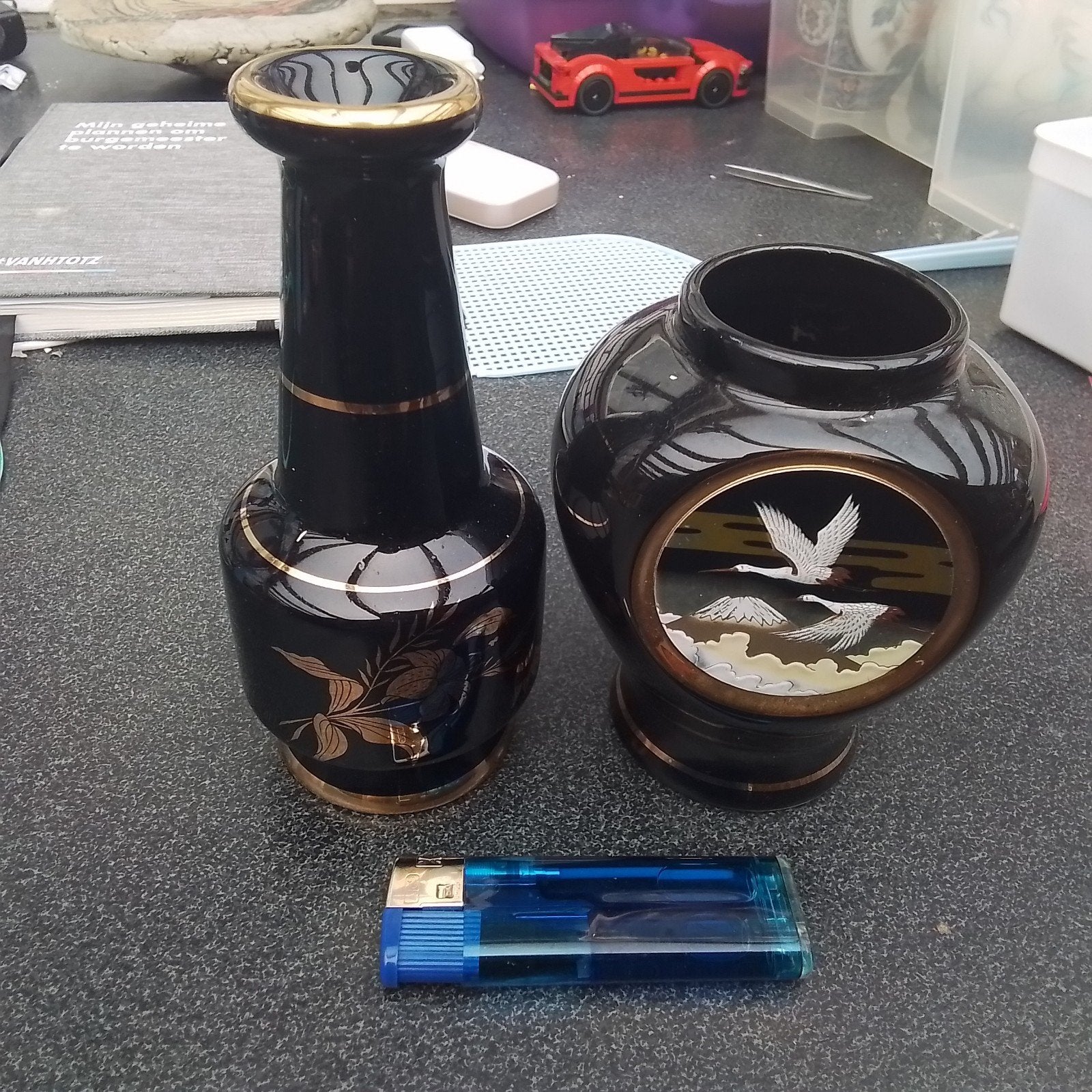 2 vaasjes met 24k goud, Antiquités & Art, Enlèvement ou Envoi