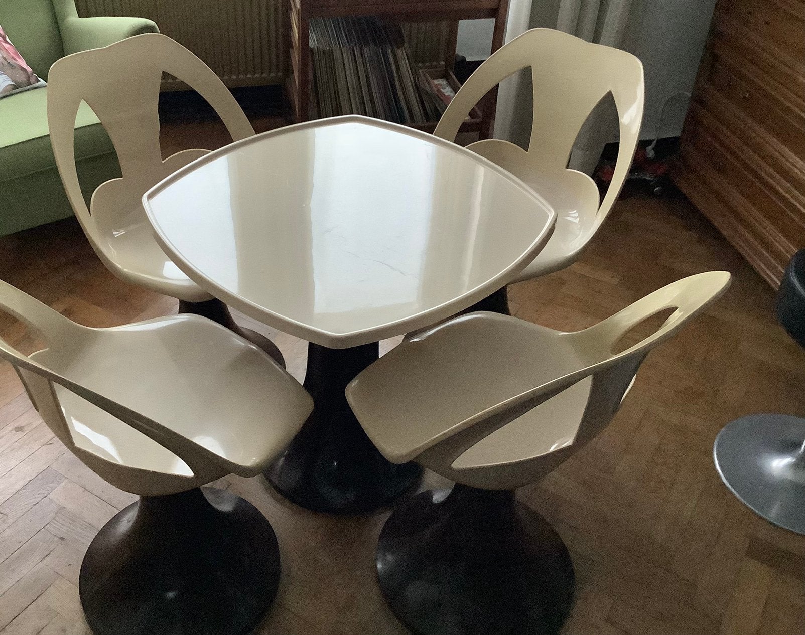 Vintage space age tafel met 4 stoelen, Antiek en Kunst, Ophalen