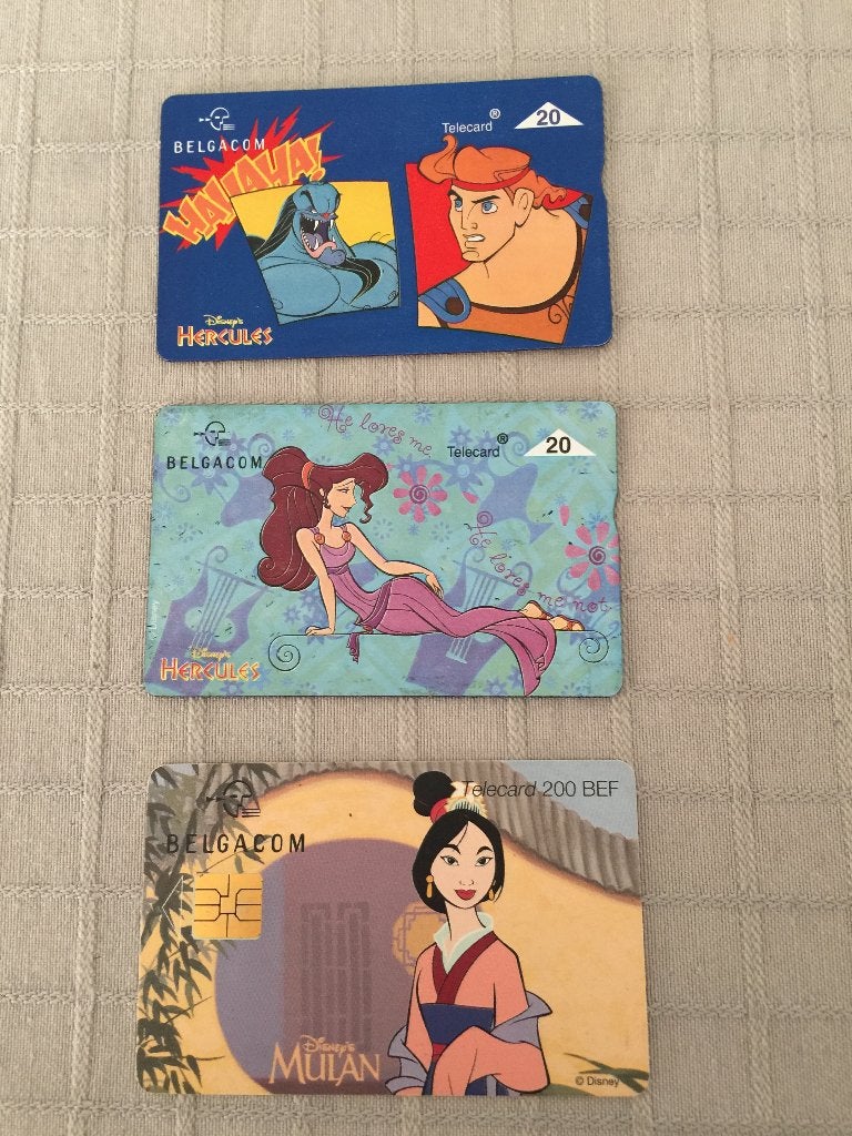 3 telefoonkaarten Disney : Hercules / Mulan, Verzamelen, Ophalen of Verzenden