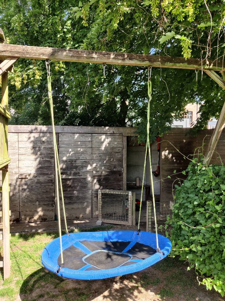Nestschommel, schommelplankje en rekstok met ringen, Ophalen, Gebruikt, Schommel