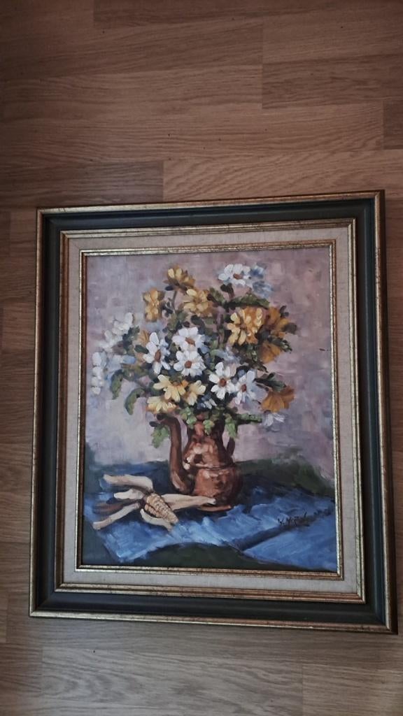 Olieverf schilderij met bloemen., Antiek en Kunst, Kunst | Schilderijen | Klassiek, Ophalen