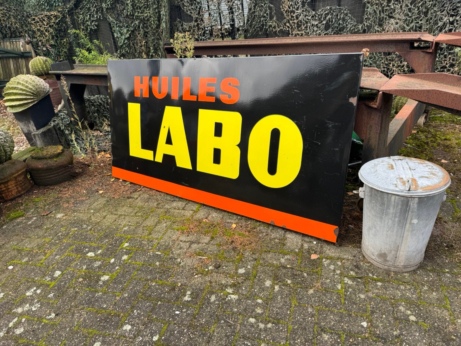 LABO olie groot oud emaille reclamebord, Ophalen, Reclamebord, Gebruikt, .