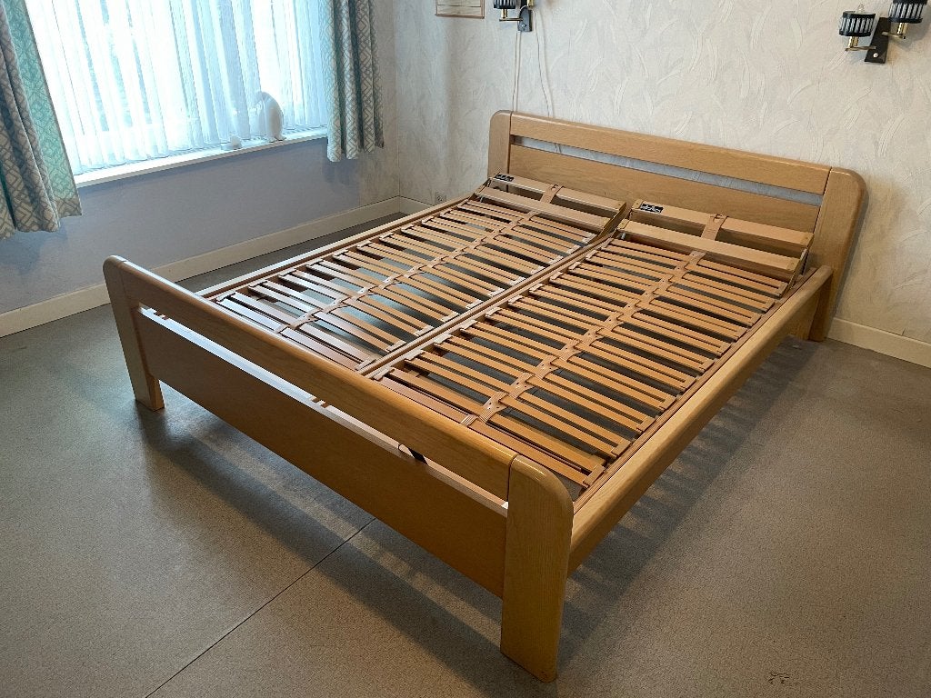 Bedframe 1,60 x 2,00 met Lattoflex, Ophalen, Bruin, Tweepersoons, 200 cm