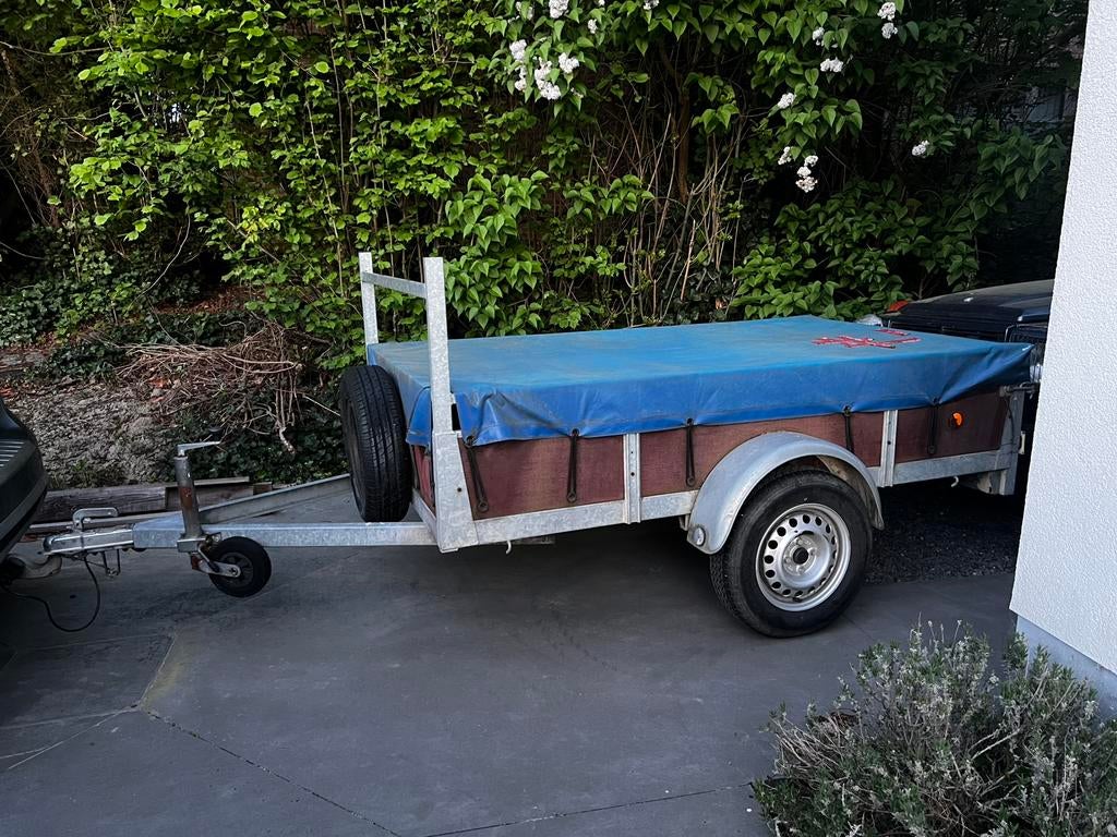 Aanhangwagen remorque 225 x 132 cm met afdekzeil, Auto diversen, Aanhangers en Bagagewagens, Ophalen, Gebruikt