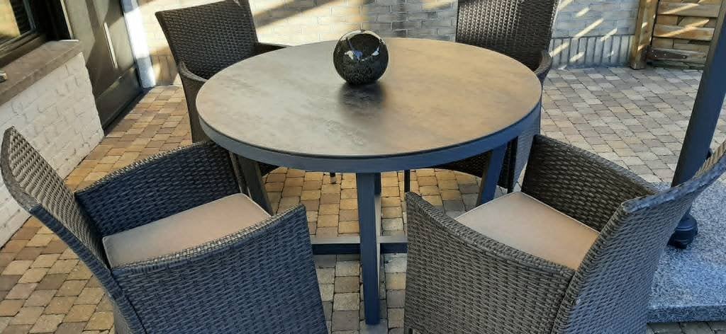 4 Terraszetels met kussens, Tuin en Terras, Ophalen, Gebruikt
