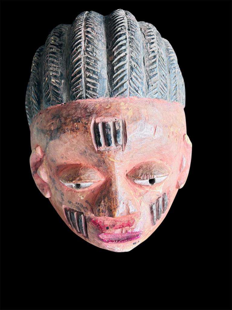 Yoruba-masker, Antiek en Kunst, Overige onderwerpen, Art deco, Rood, Handgemaakt