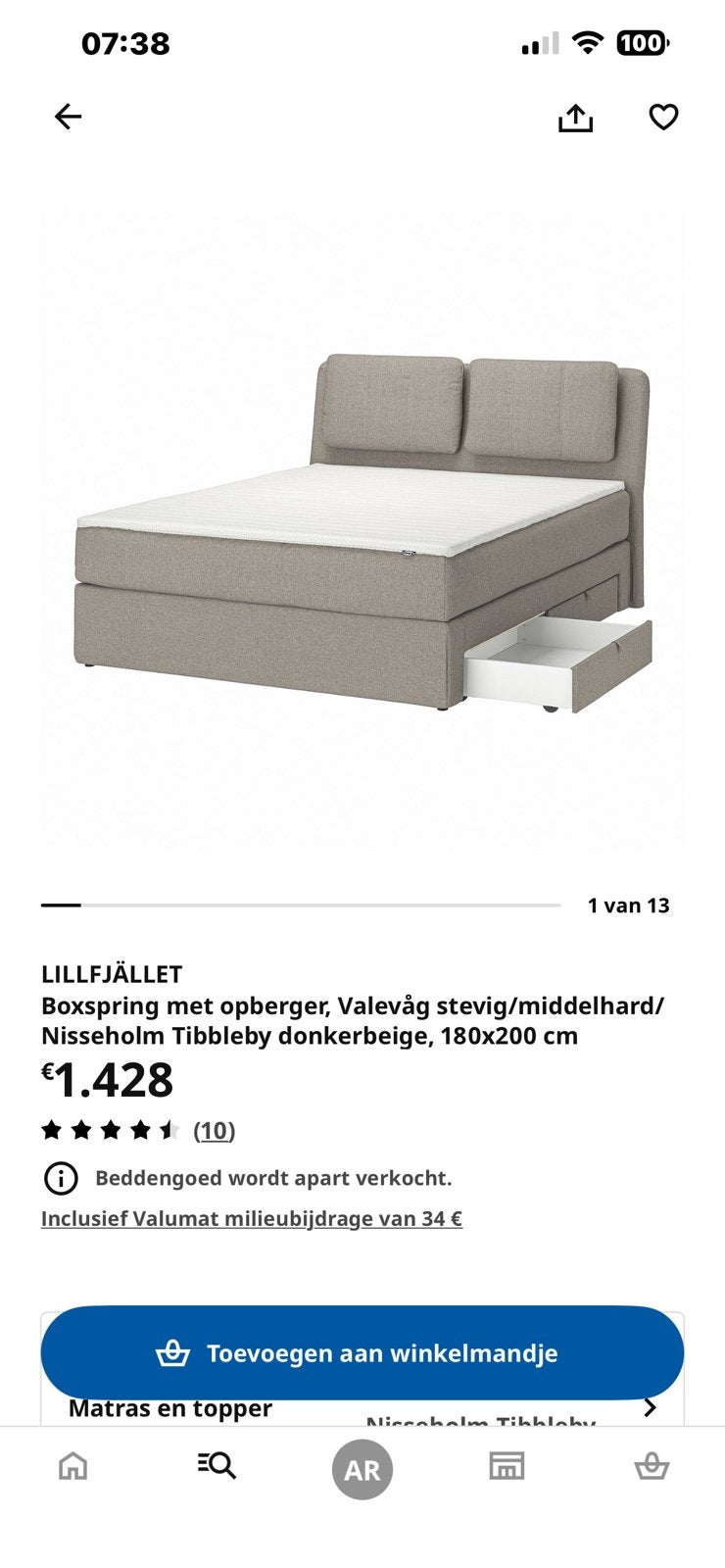 Boxspring met schuiven, Ophalen, Zo goed als nieuw