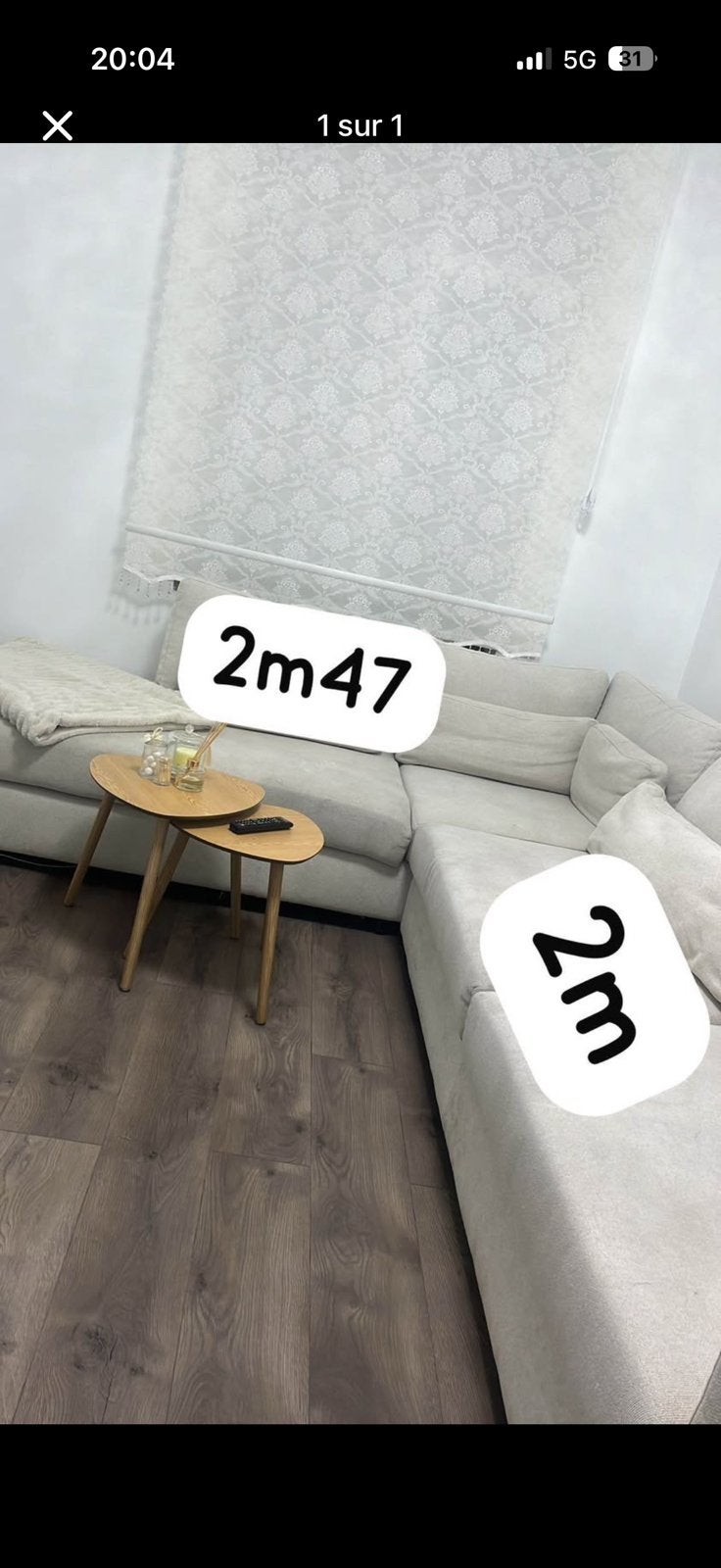 Canapé beige déhoussable 2m/2m47, Beige, Autres types, Enlèvement, Utilisé